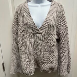 Pink Lily Oversized Chunky Knit Sweater Taupe – Size Medium Super Soft